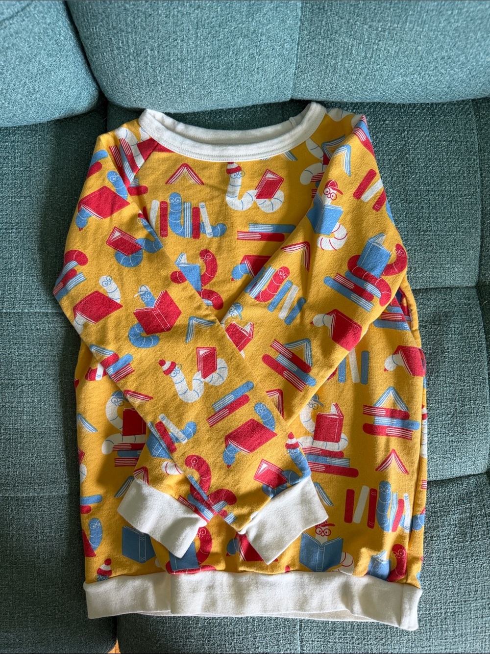 Kids Yellow Bookworm Print Sweatshirt
